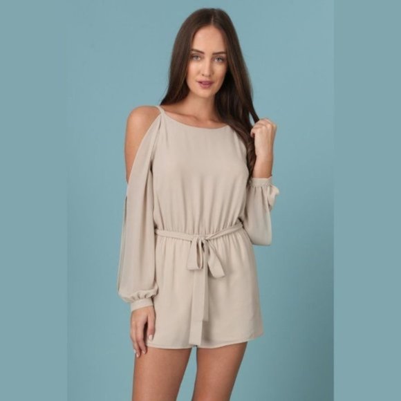 Long Sleeve Cold Shoulder Dressy Romper Playsuit - Picture 4 of 5